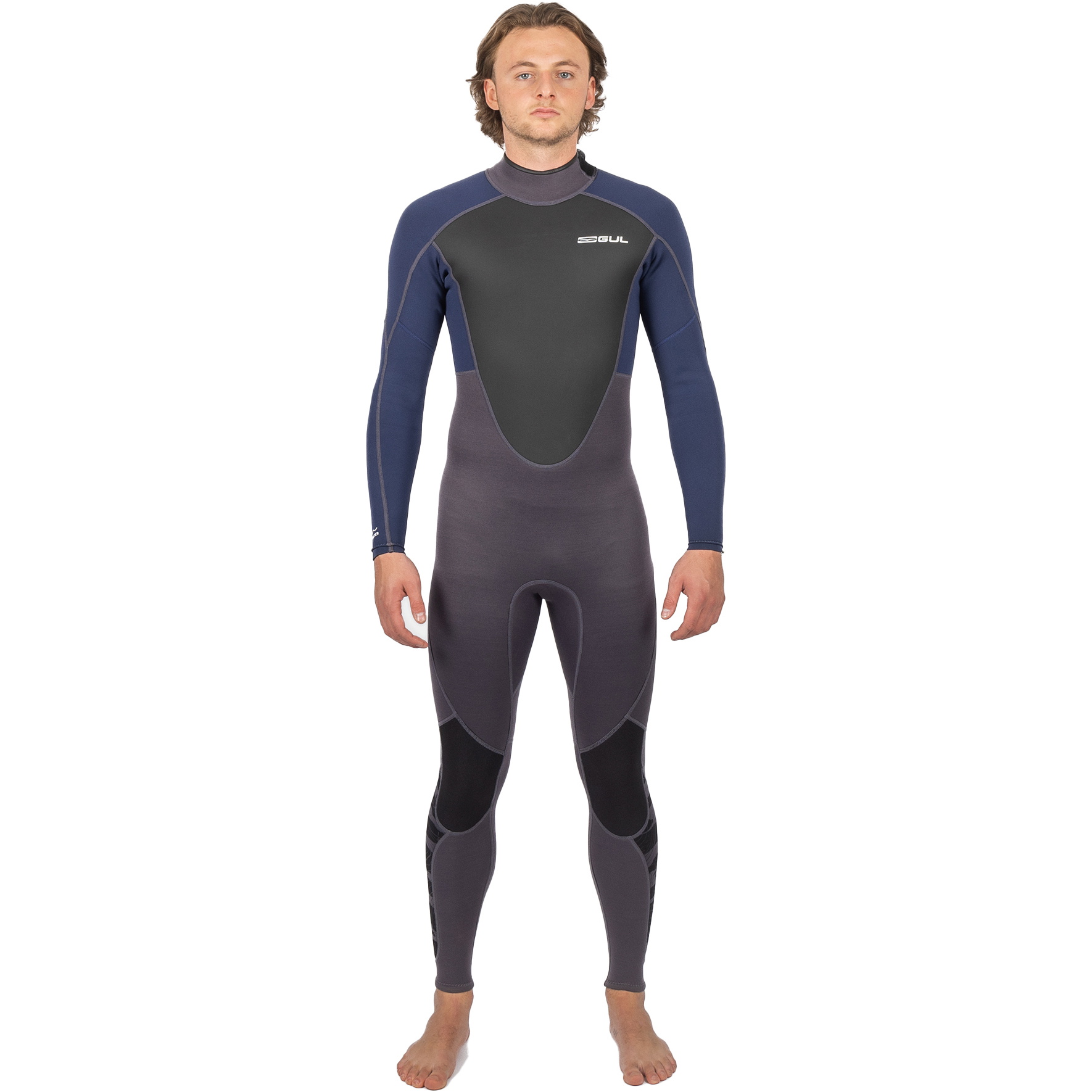 2026 Gul Mens Response 3/2mm Flatlock Back Zip Wetsuit RE1321-C1 - Grey / Navy